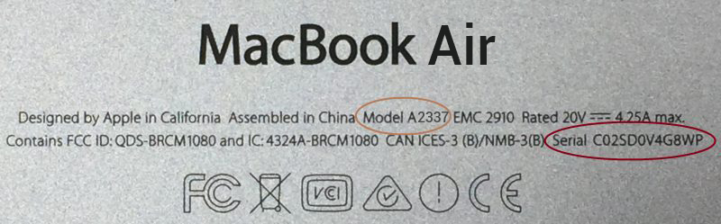mac air battery model serial number for price check
